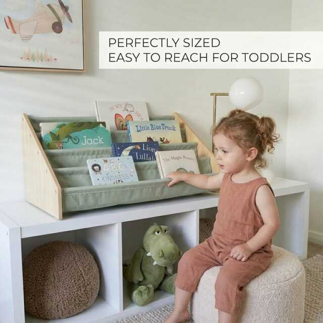 Kids Wooden Montessori Bookshelf Freestanding Book Rack For Toddlers Nursery Playroom Storage Organizer 2-Tier Easy Assembly Gift For Her