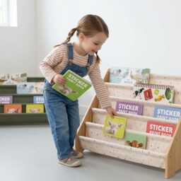Kids Wooden Montessori Bookshelf Freestanding Book Rack For Toddlers Nursery Playroom Storage Organizer 2-Tier Easy Assembly Gift For Her - thumbnail 2