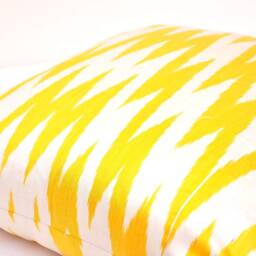 Yellow Chevron Ikat Pillow Cover, Silk Cotton Cushion - 20x20 In - thumbnail 2