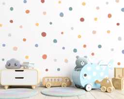 Neutral Polka Dot Wall Stickers Muted Pastel Nursery Decor