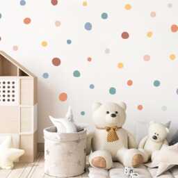 Neutral Polka Dot Wall Stickers Muted Pastel Nursery Decor - thumbnail 2