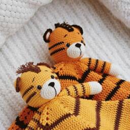 Tiger Lovey Personalized Security Blanket Baby Comforter Doudou Cudler First Infant Gift Baby Shower Safari Nursery Decor Soft Coton Soother - thumbnail 4