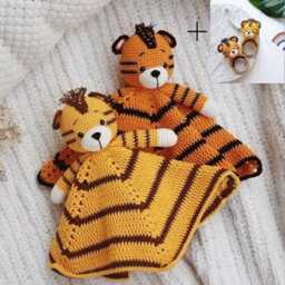 Tiger Lovey Personalized Security Blanket Baby Comforter Doudou Cudler First Infant Gift Baby Shower Safari Nursery Decor Soft Coton Soother - thumbnail 2