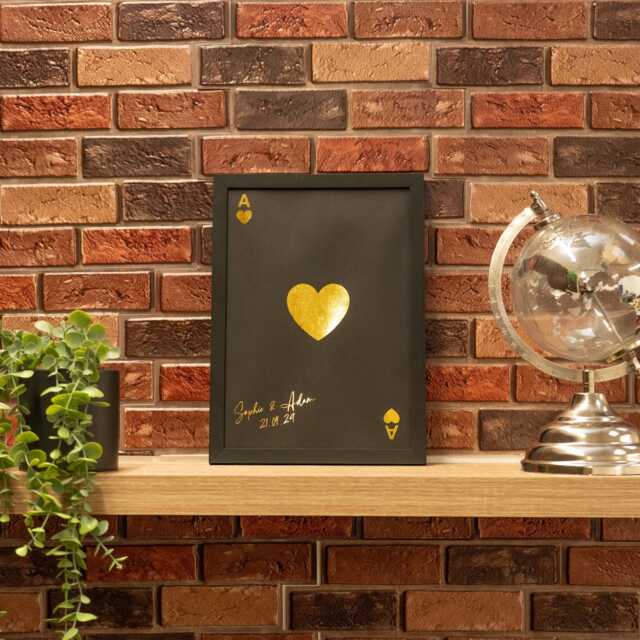 Foil Ace Of Cards Print Frame - Luxury Playing Card Wall Art, Metallic Poker Gift, Casino Decor, Gambler Perfect For Couples - image 1