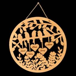 Personalised Wooden Family Wall Art - Tree Birds On A Branch Mother's Father's Day Gifts - thumbnail 2