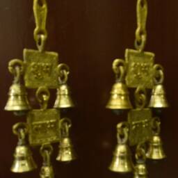 Brass Wall Hanging - Shubh Labh With Hanging-Bell - Doo Ringing-Bell Set - thumbnail 2