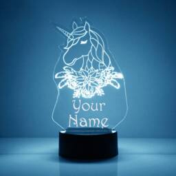 Light Up Unicorn Princess, Custom Engraved Night Light, Personalized Free, 16 Color Options With Remote Control, Best Gift - thumbnail 4