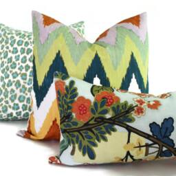 Martyn Bullard Schumacher Adras Ikat Chevron Decorative Pillow Cover Caravan Colorway Eor - thumbnail 3