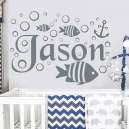 Boys Name Wall Decal. Anchor Custom Sticker. Nautical Nursery Decor. Room - Ma27 - thumbnail 1