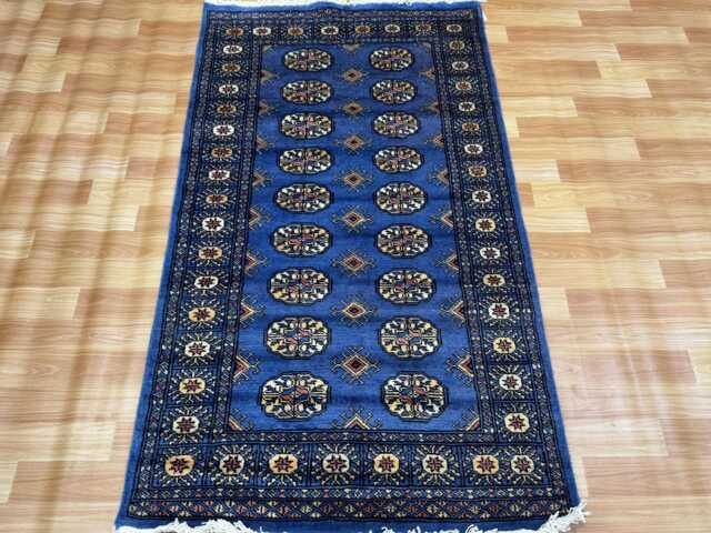 3x5 Denim Blue Color Bokhara Rug - Washable Kitchen Wool Living Room Hand Knotted Wall Turkish - image 1