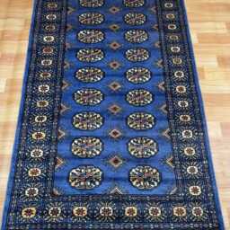 3x5 Denim Blue Color Bokhara Rug - Washable Kitchen Wool Living Room Hand Knotted Wall Turkish - thumbnail 2