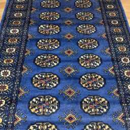 3x5 Denim Blue Color Bokhara Rug - Washable Kitchen Wool Living Room Hand Knotted Wall Turkish - thumbnail 3
