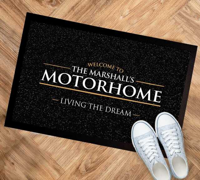 Personalised Motorhome Mat - Any Name Black Campervan Door Mat 60 X 40 cm Lm101 Van Life Accessories - image 1