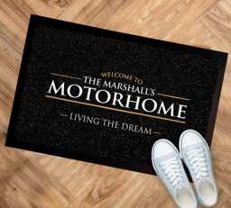 Personalised Motorhome Mat - Any Name Black Campervan Door Mat 60 X 40 cm Lm101 Van Life Accessories - thumbnail 1