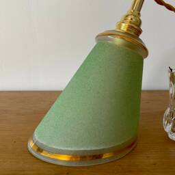 Vintage Tulip Lamp in Green Sandblasted Glass - thumbnail 3