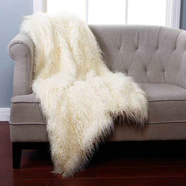Shaggy Faux Fur Sheepskin Throw - Handmade Sofa/Chair Cover - image 1