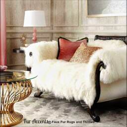Shaggy Faux Fur Sheepskin Throw - Handmade Sofa/Chair Cover - thumbnail 2
