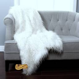 Shaggy Faux Fur Sheepskin Throw - Handmade Sofa/Chair Cover - thumbnail 3
