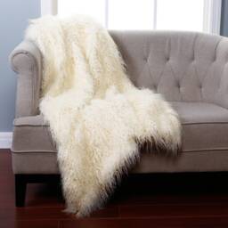 Shaggy Faux Fur Sheepskin Throw - Handmade Sofa/Chair Cover - thumbnail 1
