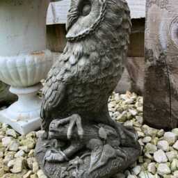 Limestone Barn Owl Statue - Reconstituted Stone Vintage Bird Concrete Outdoor Garden Ornament - thumbnail 3