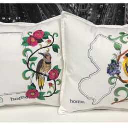 Washington Willow Goldfinch & Rhododendron Medley. Embroidered With Feather Insert - thumbnail 2