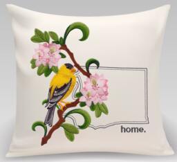 Washington Willow Goldfinch & Rhododendron Medley. Embroidered With Feather Insert - thumbnail 1