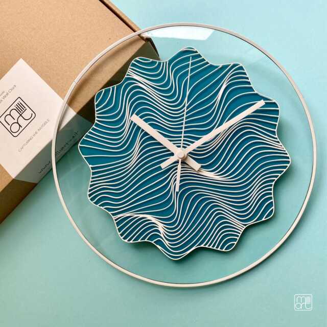 Turquoise Mandala Glass Clock Nautical Beach Decor, Silent Movement & Big Sizes - image 1