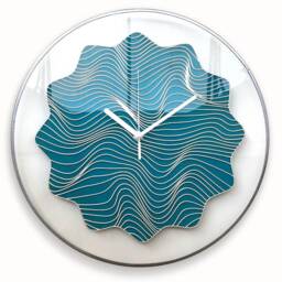 Turquoise Mandala Glass Clock Nautical Beach Decor, Silent Movement & Big Sizes - thumbnail 2