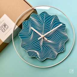 Turquoise Mandala Glass Clock Nautical Beach Decor, Silent Movement & Big Sizes