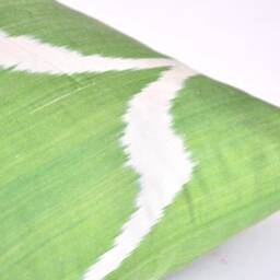 Green Ikat Pillow Cover, Silk Cotton Cushion, 20x20, Handmade - thumbnail 4
