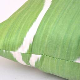 Green Ikat Pillow Cover, Silk Cotton Cushion, 20x20, Handmade - thumbnail 3