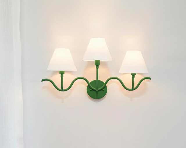 Wall Light - Contemporary Green Triple Shade Sconce, Artistic Wavy Modern Lighting Fixture For Stylish Living Room & Creative Interiors - image 1