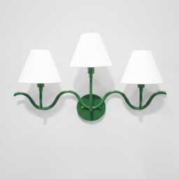 Wall Light - Contemporary Green Triple Shade Sconce, Artistic Wavy Modern Lighting Fixture For Stylish Living Room & Creative Interiors - thumbnail 2