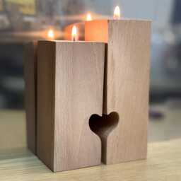 Pair Of Custom Personalised Beech Wood Candle/Tea Light Holders For Wedding Couple - thumbnail 2