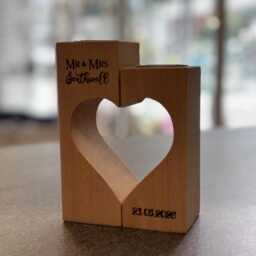 Pair Of Engraved Beech Wood Candle/Tea Light Holders For Wedding Couple, Custom Personalised - thumbnail 4