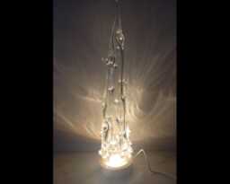White Glass Christmas Tree Lamp - 30-35 cm Soft Led Glow Handblown Winter Decoration - thumbnail 1
