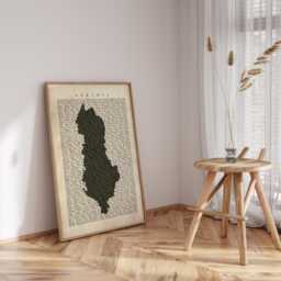 Albania Map - Vintage Beige Typography With City Names Travel Poster Wall Art Print - thumbnail 2