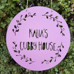 Personalised Fairy Garden Wreath Sign-Wall Hanging-Wall Art-Wooden Sign-Custom Name-Personalised Gift-Kids Gift-Cubby House-Fairy - thumbnail 2