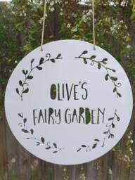 Personalised Fairy Garden Wreath Sign-Wall Hanging-Wall Art-Wooden Sign-Custom Name-Personalised Gift-Kids Gift-Cubby House-Fairy