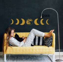 Moon Phases Wall Decal - Cycle Decals New Vinyl Astronomy Sticker Full Modern Art Bedroom Decor S81