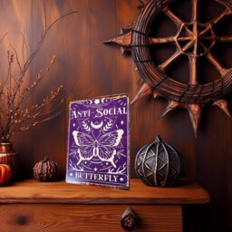 Anti Social Butterfly Metal Sign Gothic Witchy Home Decor - thumbnail 2
