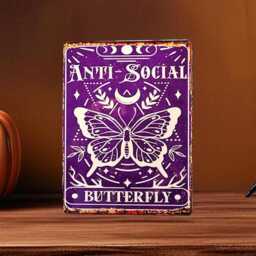 Anti Social Butterfly Metal Sign Gothic Witchy Home Decor - thumbnail 3