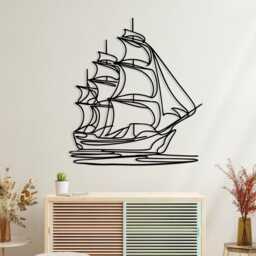 Minimalist Sailboat Metal Wall Art, Nautical Home Decor, Unique Birthday Gift - thumbnail 2