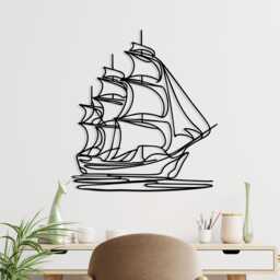Minimalist Sailboat Metal Wall Art, Nautical Home Decor, Unique Birthday Gift - thumbnail 1