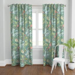 Art Nouveau Curtain Panel - Vintage Victorian William Morris Lily Floral Custom Golden By Peacoquettedesigns - thumbnail 2