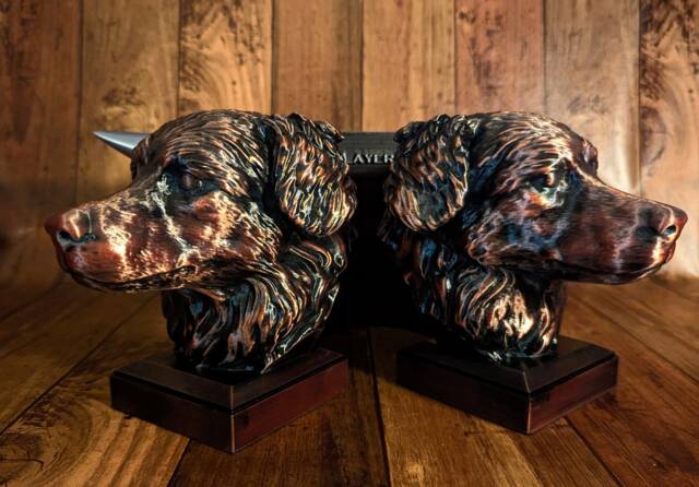 Australian Shepherd Bust 3D Printed Dog Memorial, Aged Metal Finish - image 1