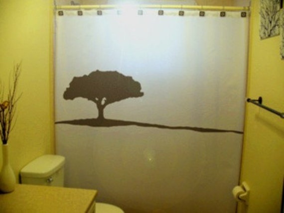 Acacia Tree Shower Curtain, Landscape Bathroom Decor - image 1
