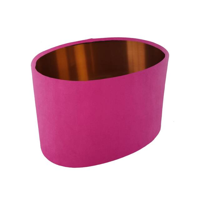 Pink Oval Lampshade in Velvet With Copper Lining - image 1