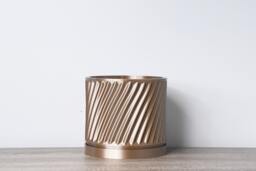 "Penelope Planter With Drainage & Saucer in Champagne Bronze, Unique 3D-Printed Plant Pot, Small To Large Sizes 4"" 5"" 6"" 7"" 8" - thumbnail 1