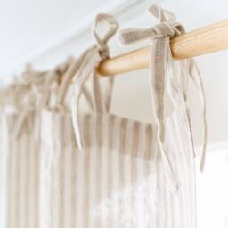 Linen Curtain Panels With Ties, Set Of 2 Semi Sheer Curtains, Extra Long Drape, Custom Living Room Window Treatments - thumbnail 2